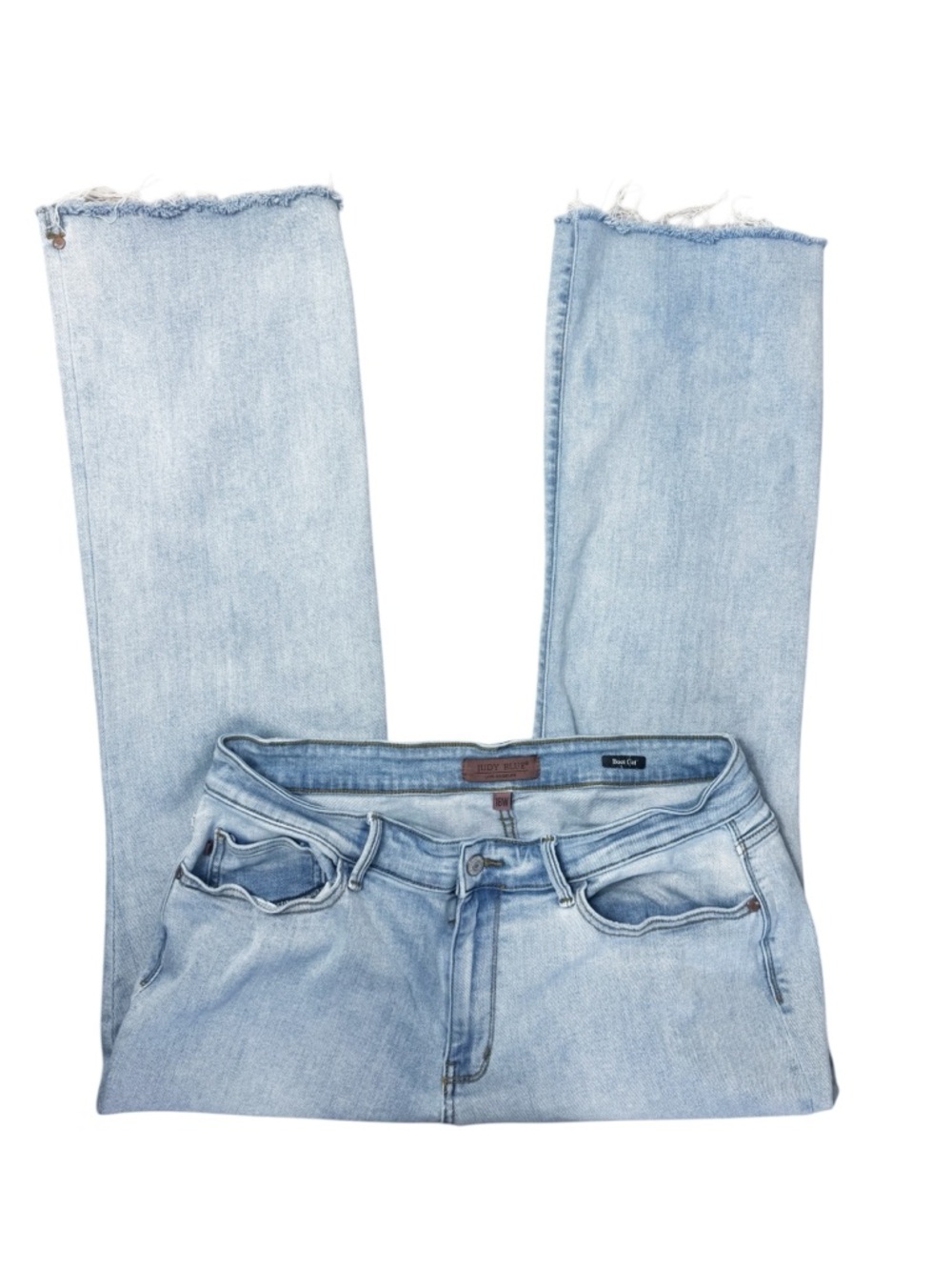 Judy Blue Bootcut Jeans 18W Plus Size Light Wash Stretch Denim High Rise Frayed - Picture 4 of 16